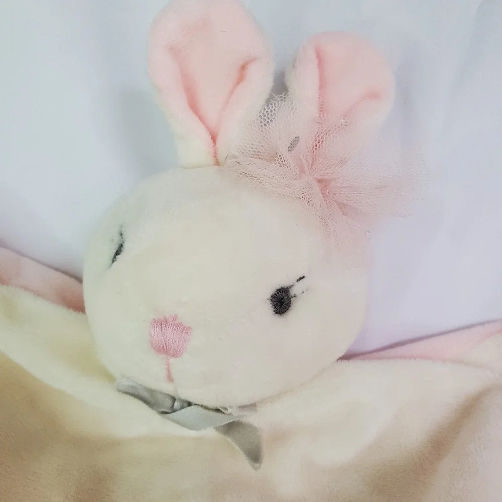 Stephen Joseph Bunny Rabbit Lovey Plush Security Lovie Cream‎ Pink Knotted